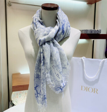 dior animal world silk wool square scarf