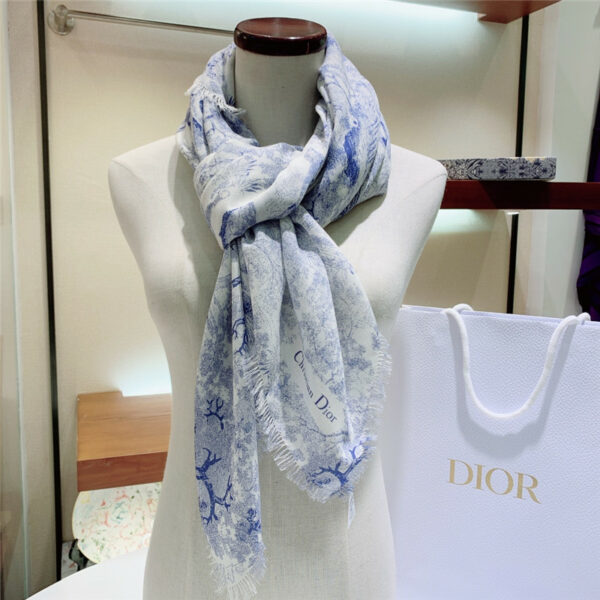 dior animal world silk wool square scarf