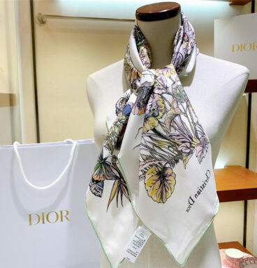 dior butterfly theme square scarf