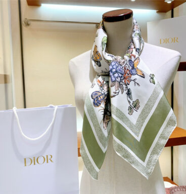 dior butterfly theme square scarf