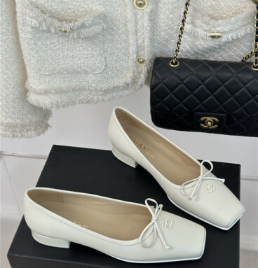 chanel new double c bow square toe shoes