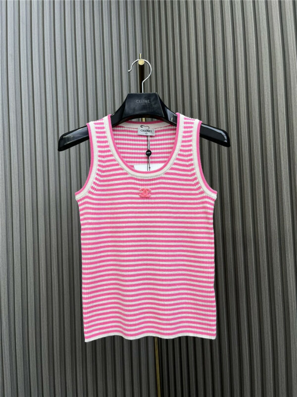 chanel early spring striped knitted vest