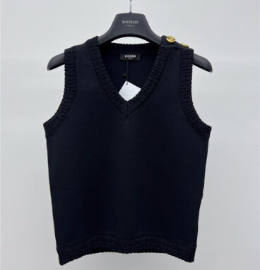 Balmain dark pattern trim vest