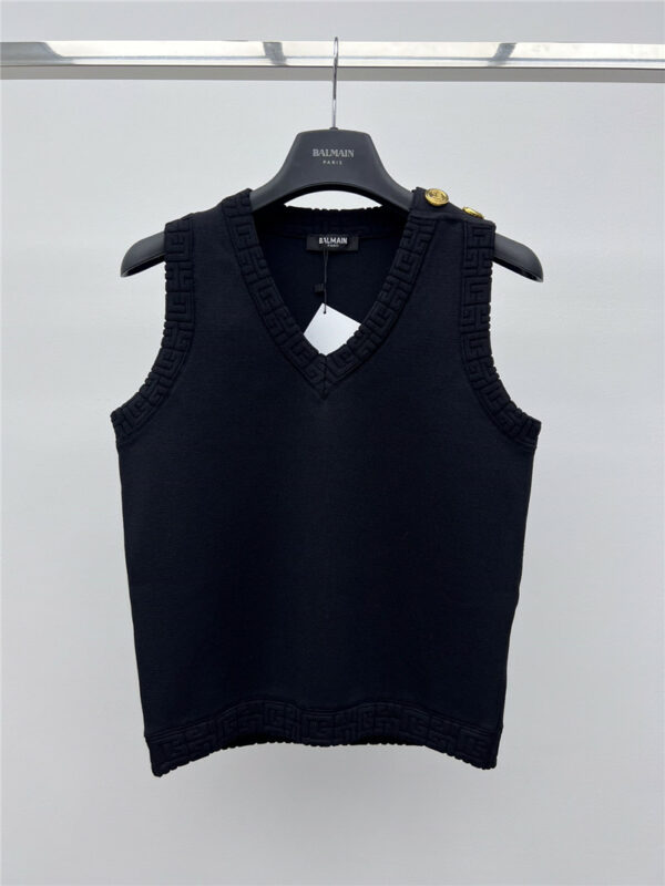 Balmain dark pattern trim vest