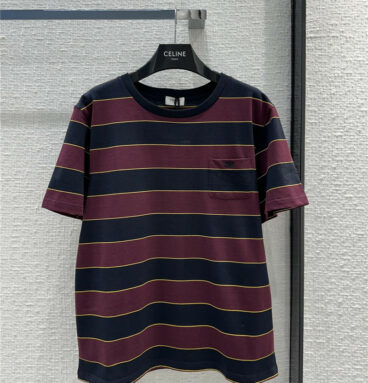 celine retro British style color block striped T-shirt