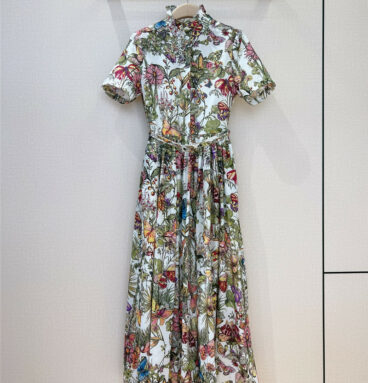 dior colorful butterfly flower print dress
