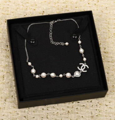 chanel silver love double c necklace
