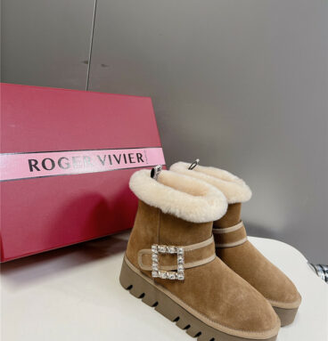 Roger vivor shearling-trimmed patent leather boots