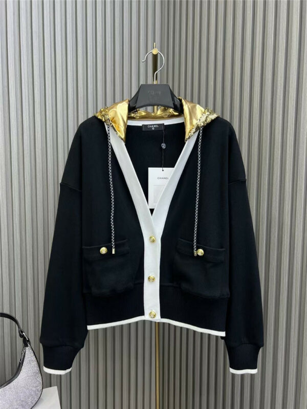 chanel handmade hooded knitted cardigan
