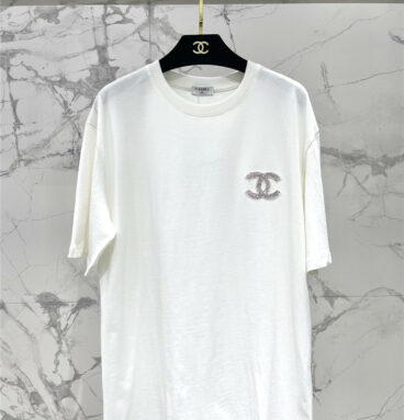chanel pure cotton double C letter loose T-shirt