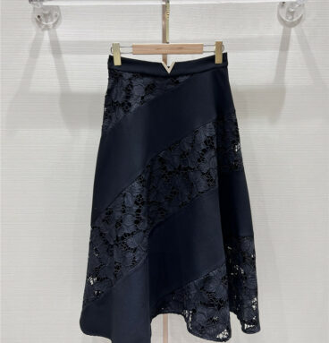 valentino embroidered patchwork long skirt