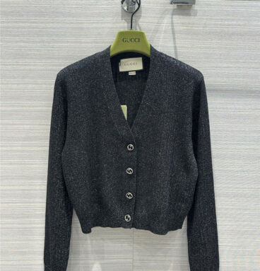 gucci starry silver silk special yarn knitted cardigan