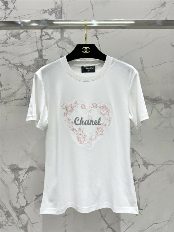 chanel colorblock embellished short-sleeved t-shirt