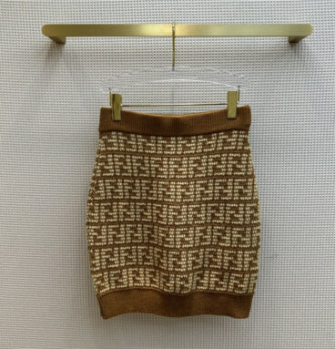 fendi classic FF jacquard knitted hip skirt