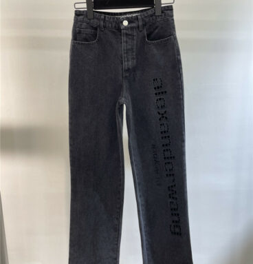 alexander wang embroidered lettering jeans