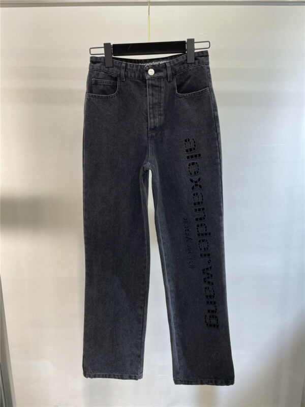alexander wang embroidered lettering jeans