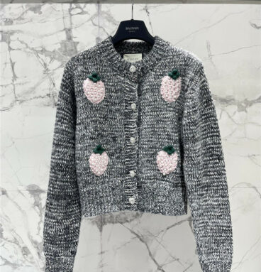 gucci crew neck knitted sweater jacket