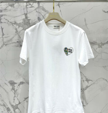 miumiu new love color diamond short-sleeved T-shirt