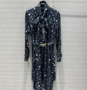 fendi starry printed silk dress