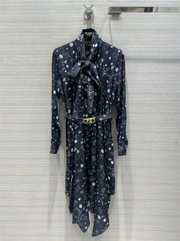 fendi starry printed silk dress
