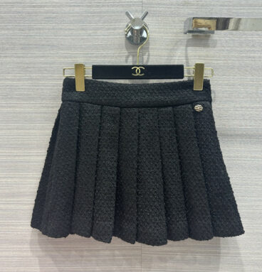 chanel tweed pleated mini skirt