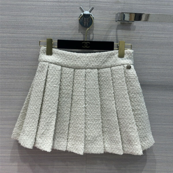 chanel tweed pleated mini skirt