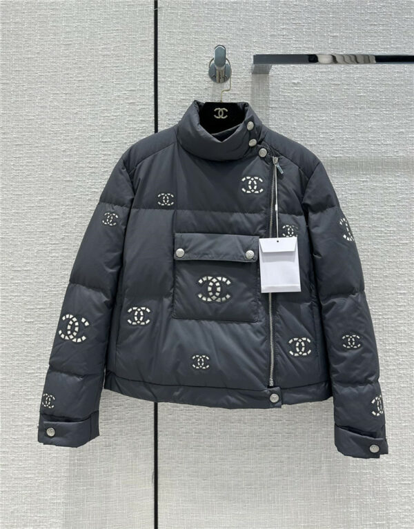 chanel double C hollow laminated short down jacket