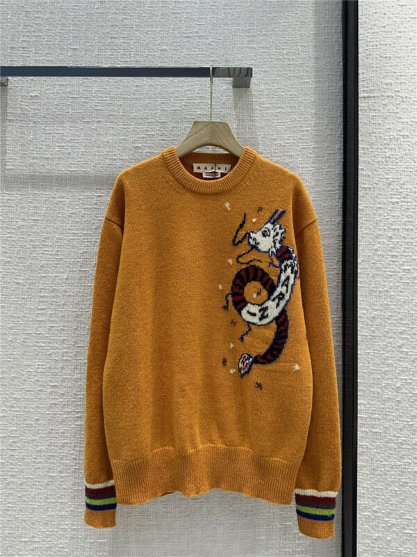 Marni orange wool knitted sweater