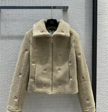 chanel teddy lambskin zippered jacket