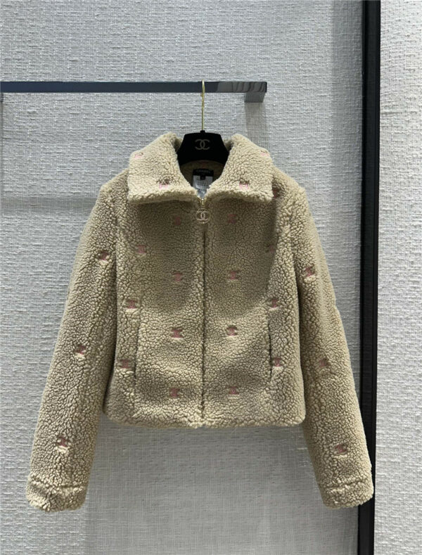 chanel teddy lambskin zippered jacket