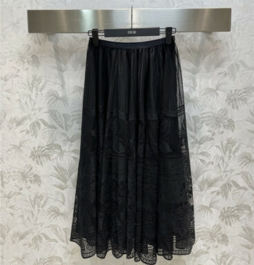 dior high waist lace panel skirt