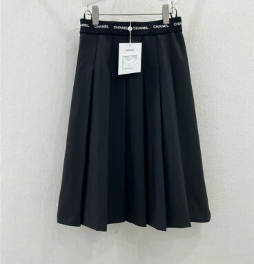 chanel waistband letter logo web pleated skirt