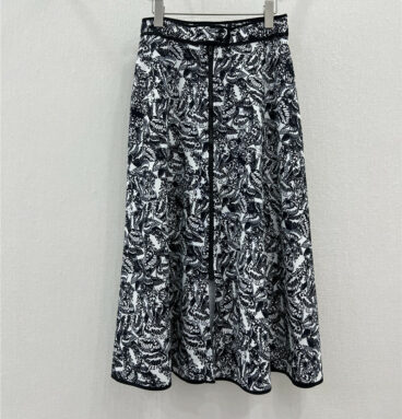 dior new full length ink print pattern long skirt