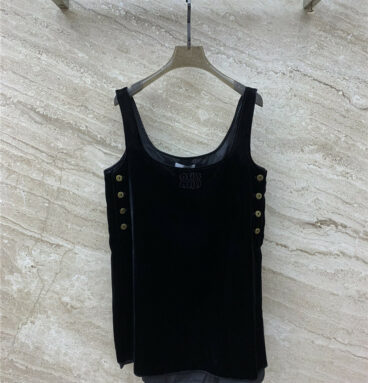 miumiu black sexy square neck velvet suspender dress