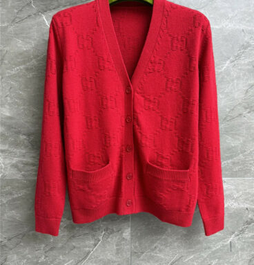 gucci red wool cardigan