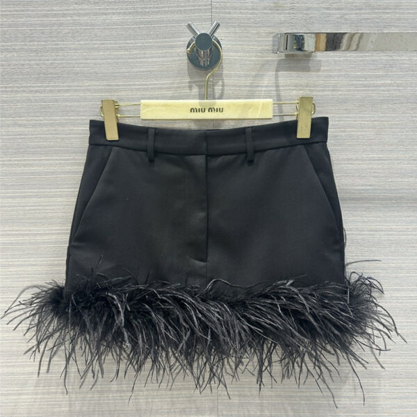 prada lady style feather haute couture mini skirt