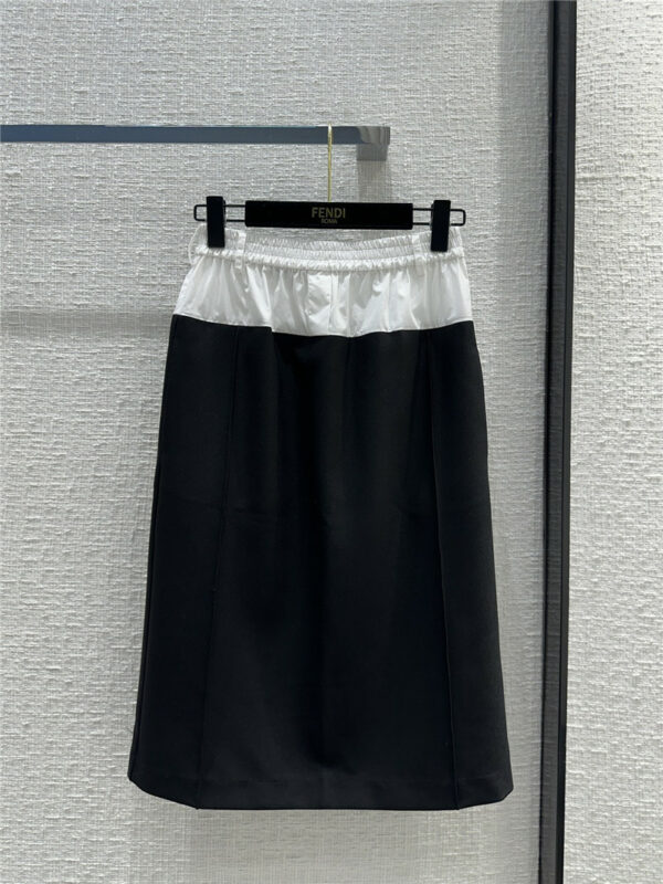 fendi black and white color block suit long skirt