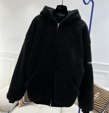 Balenciaga new polar fleece hooded jacket