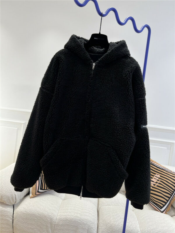 Balenciaga new polar fleece hooded jacket