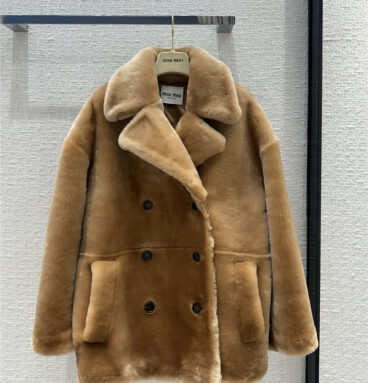 miumiu double-breasted short and medium fur coat