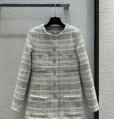 chanel line silver color small coat