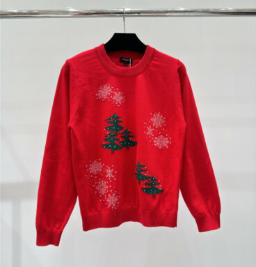 chanel snowflake pattern round neck knitted long sleeves