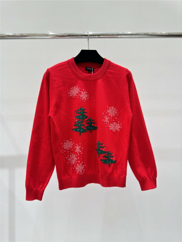 chanel snowflake pattern round neck knitted long sleeves