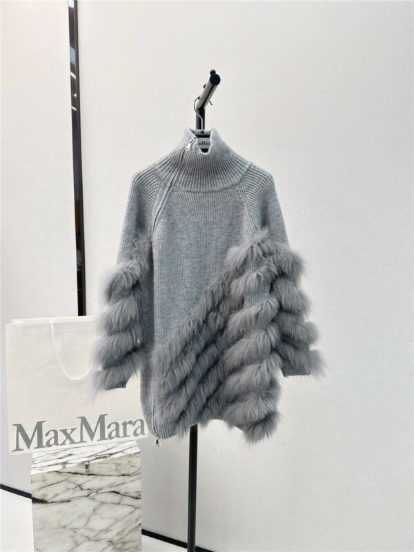 MaxMara new patchwork fox fur turtleneck sweater