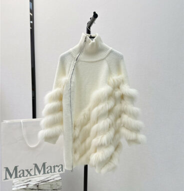 MaxMara new patchwork fox fur turtleneck sweater