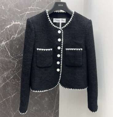 dior wool jacket with contrast embroidered trim