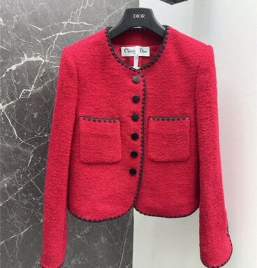 dior wool jacket with contrast embroidered trim