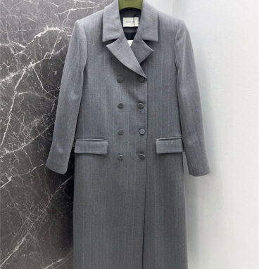 gucci premium gray dark plaid double breasted long coat