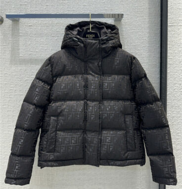 fendi new dark pattern hooded down jacket