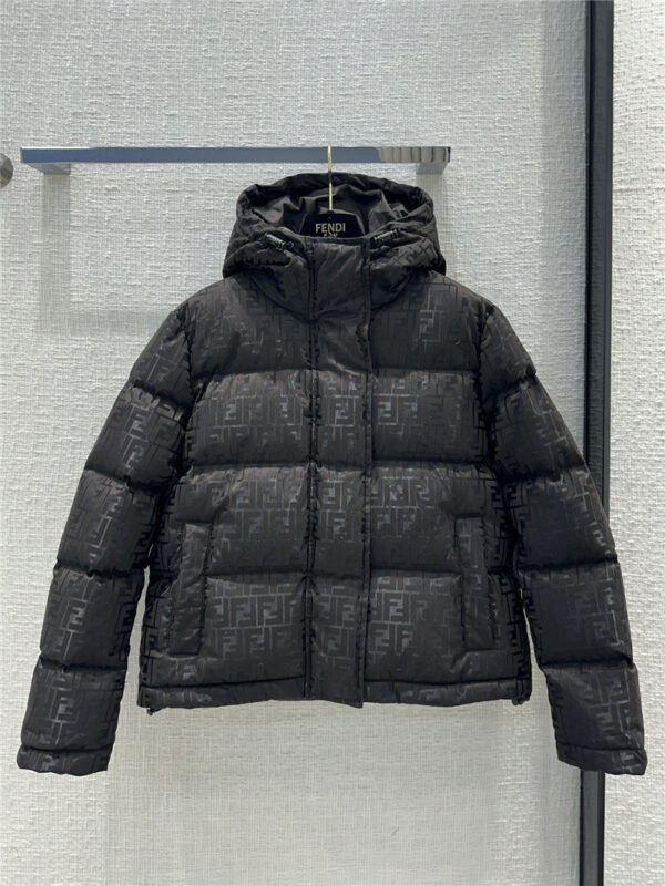 fendi new dark pattern hooded down jacket